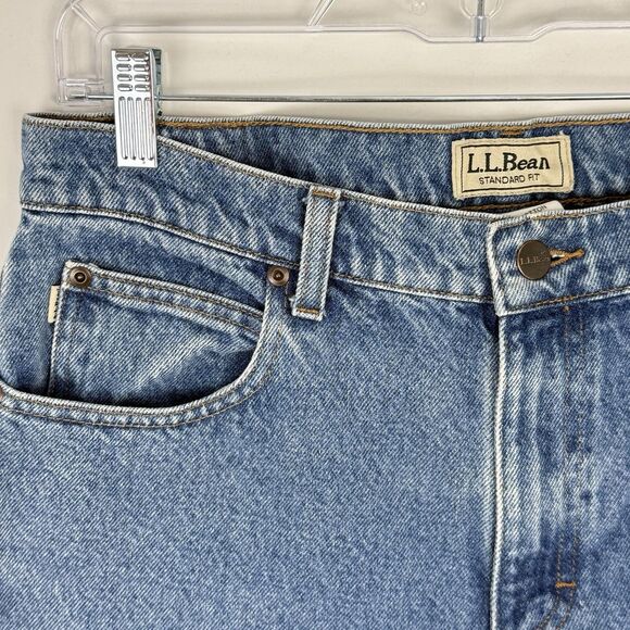LL BEAN Men Blue Cotton Standard Fit Straight Leg Casual Western Jean 33x29 - Picture 5 of 15
